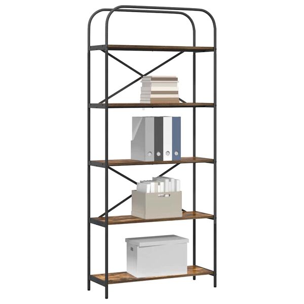 vidaXL Knjižna polica Dimljeni oreh 80 x 30 x 183 cm Konstruiran les