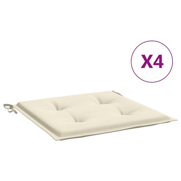 vidaXL Blazine za vrtne stole 4 kosi krem 40x40x4 cm oxford tkanina