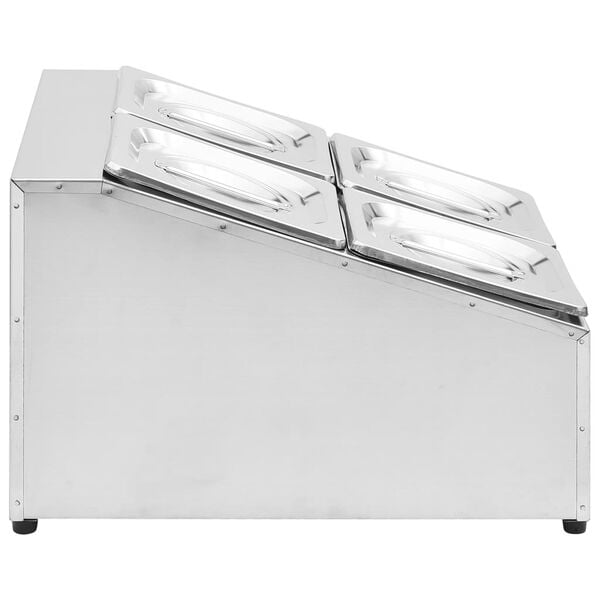 vidaXL Gastronomsko držalo s 4 GN 1/6 posodami nerjaveče jeklo