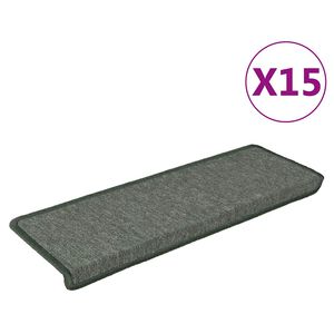 vidaXL Stopni&scaron;čne preproge 15 kosov 65x21x4 cm temno zelene pravokotne robove