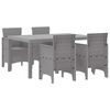 vidaXL Komplet za jedilnico v vrtu 5 pcs Svetlo siva Polt rattan