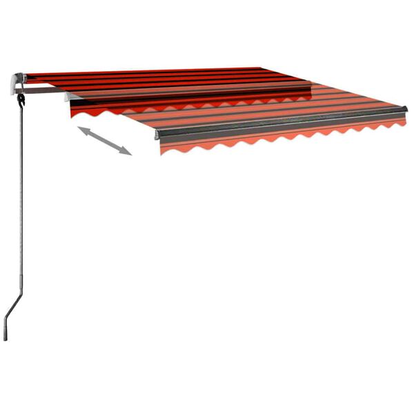 vidaXL Ročno zložljiva tenda z LED lučkami 350x250 cm oranžna in rjava