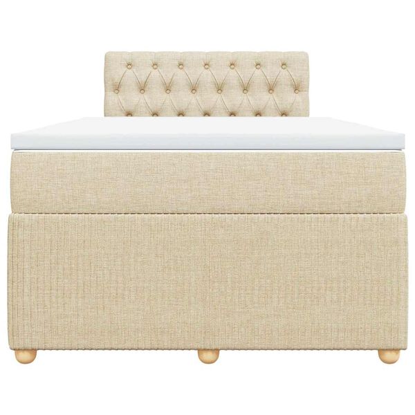 vidaXL Box spring postelja z vzmetnico krem 120x190 cm blago