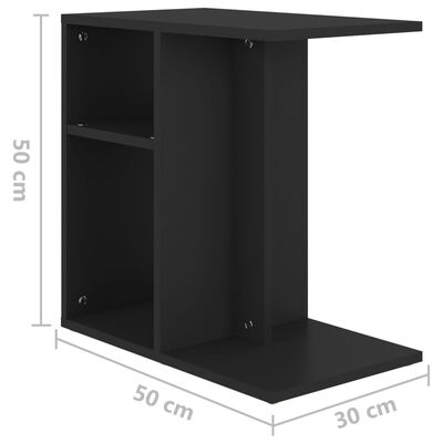 vidaXL Stranska mizica črna 50x30x50 cm iverna plošča