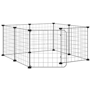 vidaXL 8-delna kletka za hi&scaron;ne ljubljenčke z vrati črna 70x70x35 cm jeklo