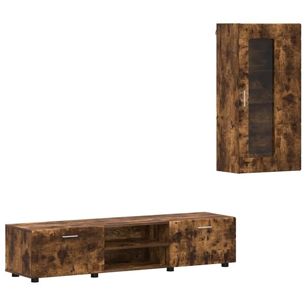 vidaXL Komplet TV omaric s polico FLORIN Dimljeni oreh Konstruiran les