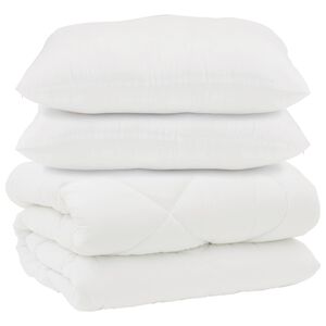 vidaXL Pokrivač z blazinami z blazino 3 pcs Bela Mikrofibra in perje