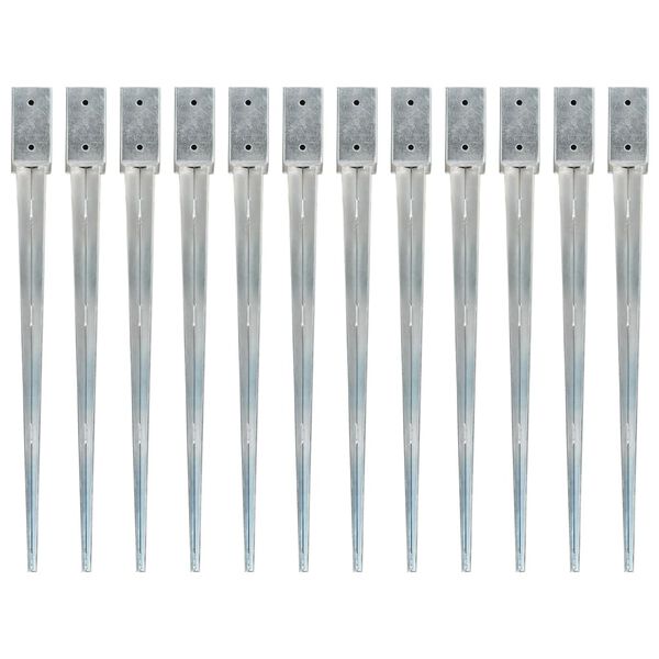 vidaXL Talne konice 12 kosov srebrne 7x7x90 cm pocinkano jeklo