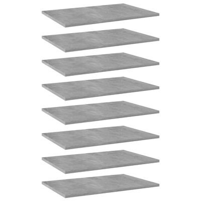 vidaXL Dodatne police za omaro 8 kosov betonsko sive 60x40x1,5 cm