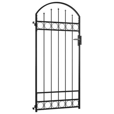 vidaXL Vrata za ograjo zaobljena jeklo 89x200 cm črna