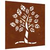 vidaXL Vrtna stenska dekoracija 55x55 cm corten jeklo drevo