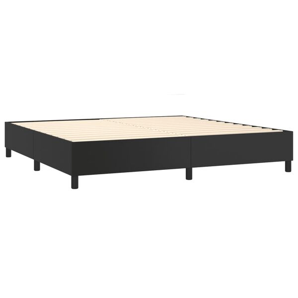vidaXL Box spring postelja z vzmetnico črna 200x200 cm umetno usnje