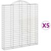 vidaXL Obokane gabion ko&scaron;are 5 kosi 200x30x220/240 cm pocinkano železo