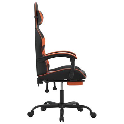 vidaXL Gaming stol z oporo za noge črno in oranžno umetno usnje