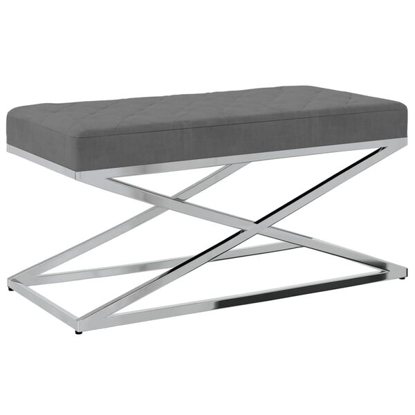 vidaXL Klop temno siv žamet in nerjaveče jeklo