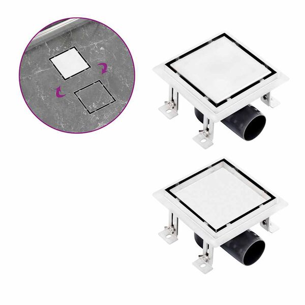 vidaXL Kanaleta za tu&scaron; 2 v 1 raven pokrov in vložek 15x15 cm jeklo