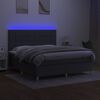 vidaXL Box spring postelja z vzmetnico LED temno siva 160x200 cm blago