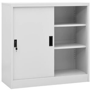 vidaXL Pisarni&scaron;ka omara z drsnimi vrati svetlo siva 90x40x90 cm jeklo