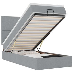 vidaXL Otomanski posteljni okvir z vzmetnico siv 100x200 cm blago