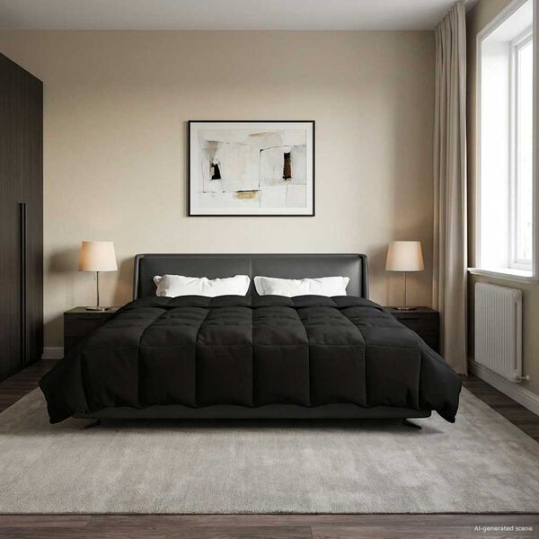 vidaXL Zimska posteljnina &Scaron;onerisan Črna 220 x 240 cm Mikrovlakna