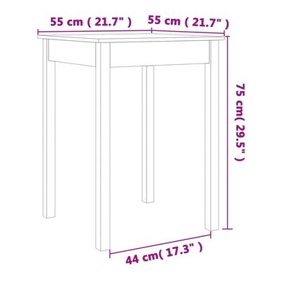 vidaXL Jedilna miza voščeno rjava 55x55x75 cm trdna borovina