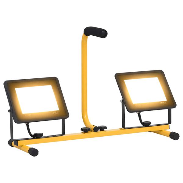 vidaXL LED reflektor z ročajem 2x50 W toplo bel