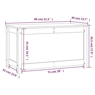vidaXL Škatla za shranjevanje bela 80x40x45,5 cm trdna borovina