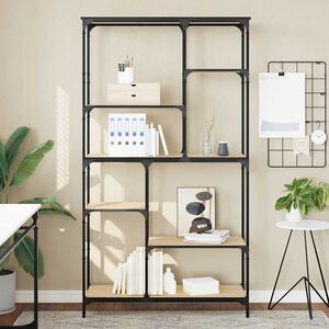 vidaXL Knjižna polica sonoma hrast 99x35,5x176 cm inž. les in jeklo