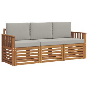 vidaXL Sedežne garniture z blazino 3 pcs Naravna in svetlo siva