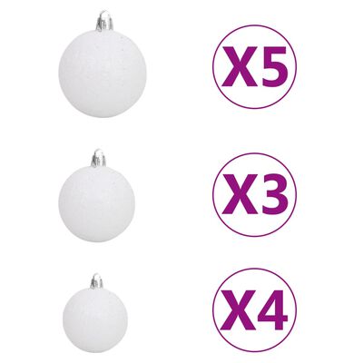 vidaXL Umetna novoletna jelka z LED lučkami, bučkami in snegom 180 cm