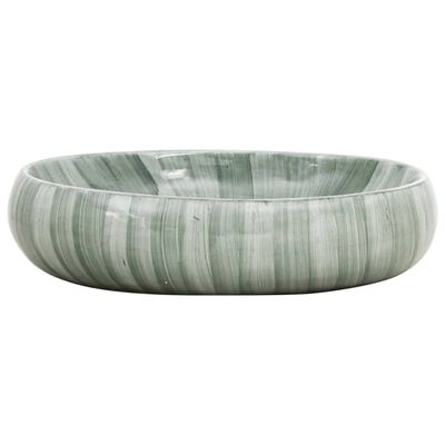 vidaXL Nadpultni umivalnik zelen ovalen 59x40x15 cm keramika
