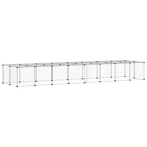 vidaXL Ograda za hi&scaron;ne ljubljenčke s 36 paneli črna 280x70x35 cm jeklo