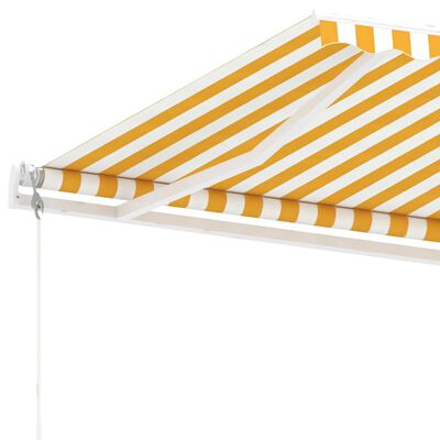 vidaXL Prostostoječa avtomatska tenda 450x300 cm rumena/bela
