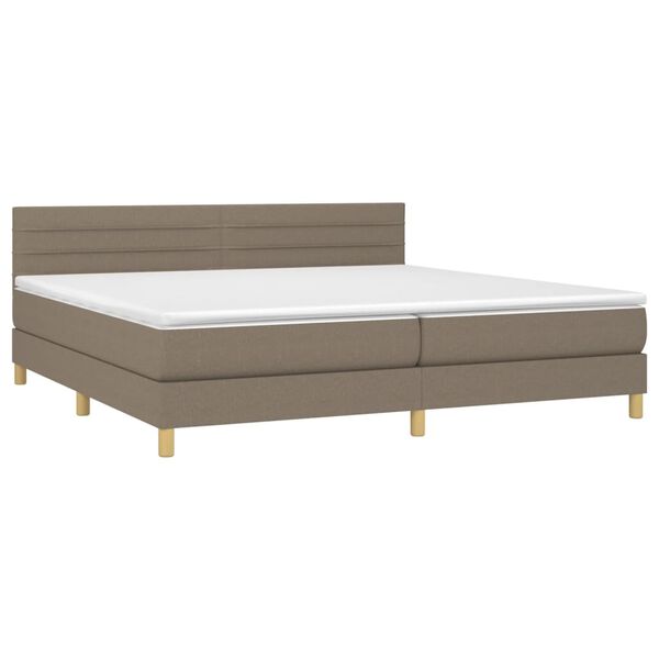 vidaXL Box spring postelja z vzmetnico taupe 200x200 cm blago