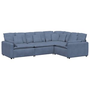 vidaXL Modularni kavč z blazinami, žametno blago, moder