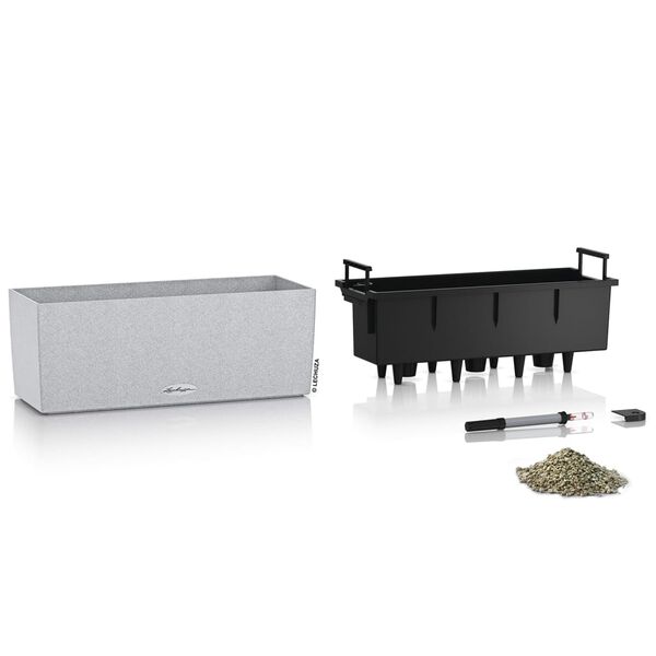 LECHUZA Cvetlično korito BALCONERA Stone 50 ALL-IN-ONE kremenčevo belo