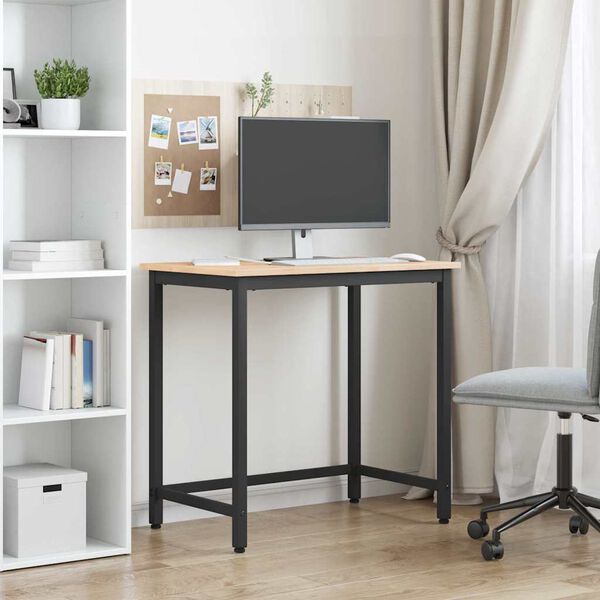 vidaXL miza Naravna 80 x 50 x 77 cm Inženirski les in jeklo