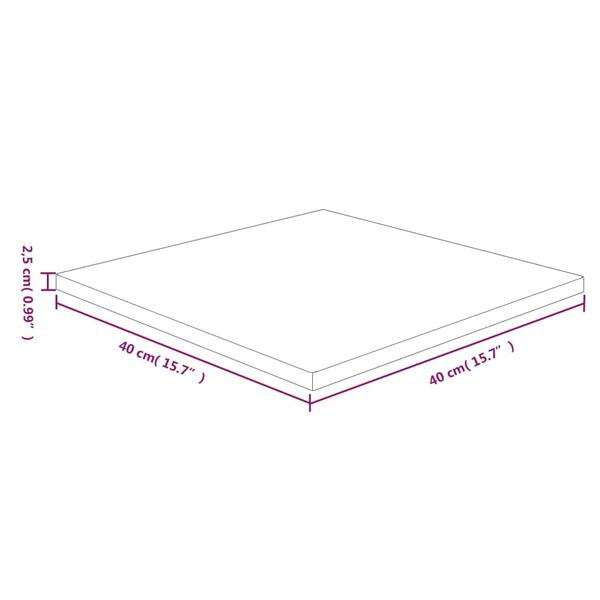 vidaXL Kvadratna mizna plošča tem. rjava 40x40x2,5 cm trdna hrastovina