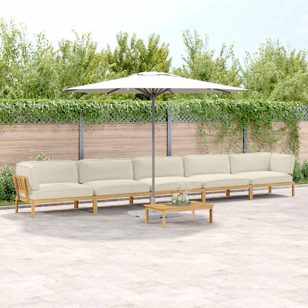 vidaXL Kavčna garnitura z blazino 6 pcs krema Masiven les akacije