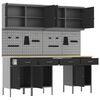 vidaXL Delovna omara s predalom 10 pcs Črna Inženirski les in jeklo