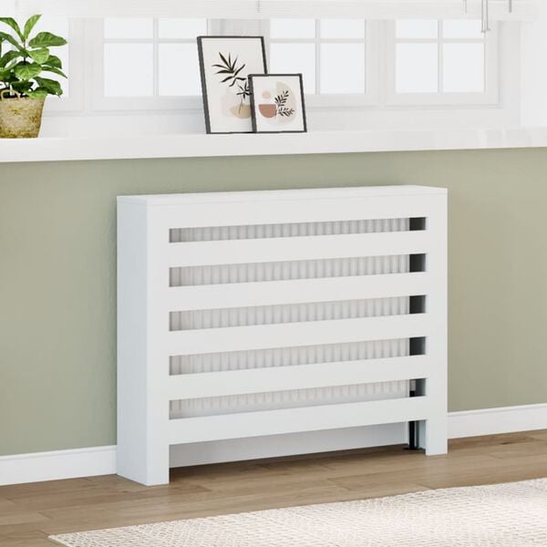 vidaXL Pokrov za radiator bel 104x20x82 cm inženirski les