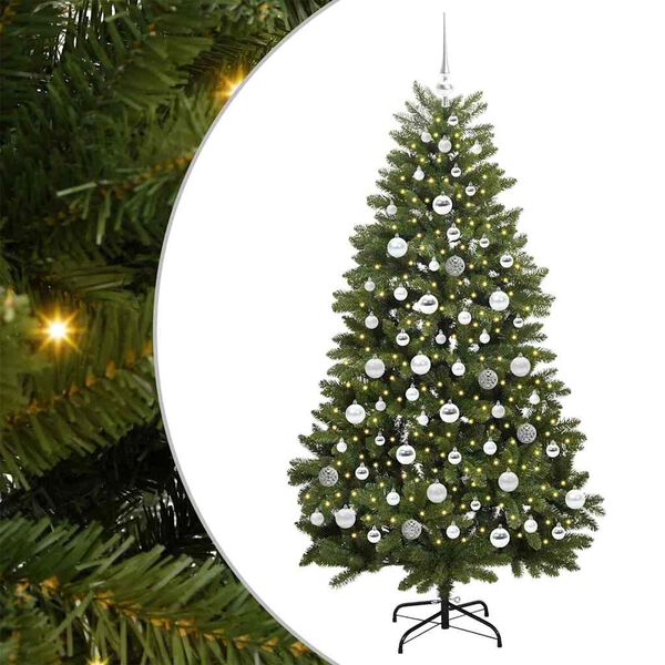 vidaXL Umestno božično drevo med 300 LED Zelena 180 cm PVC in kovina