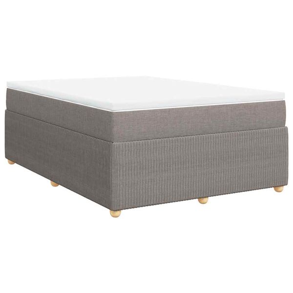 vidaXL Box spring postelja z vzmetnico taupe 140x190 cm blago