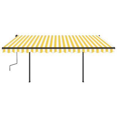 vidaXL Ročno zložljiva tenda z LED lučkami 4,5x3,5 m rumena in bela