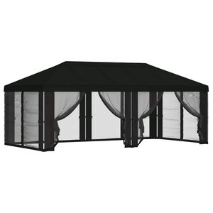 vidaXL Pokrov za gazebo s stranskimi stenami 6 x 3 m Črna Poliester