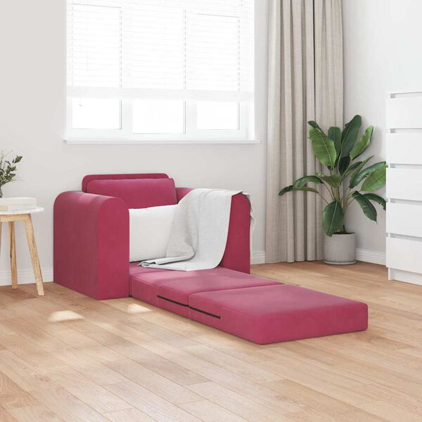 vidaXL Sofa postelja Vinorodna rdeča 98 x 71 x 83 cm Žamet