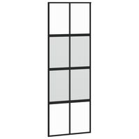 vidaXL Drsna vrata črna 76x205 cm kaljeno steklo in aluminij