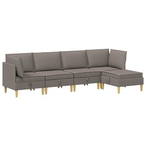 vidaXL Modularni kavč s shranjevanjem 5 pcs Taupe Blago