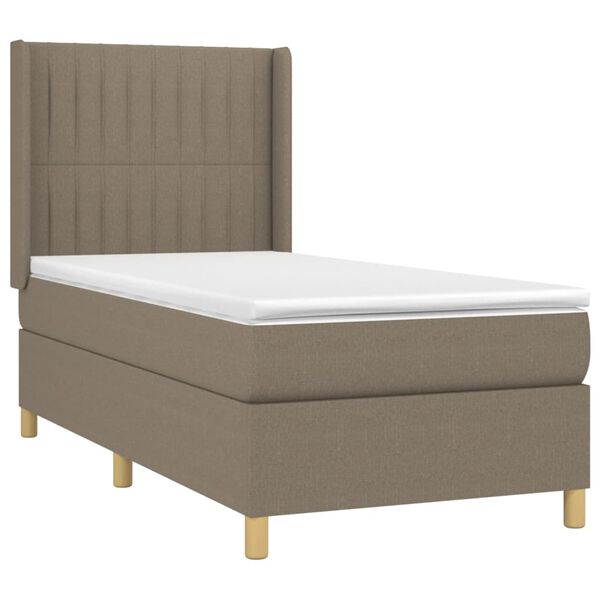vidaXL Box spring postelja z vzmetnico taupe 100x200 cm blago
