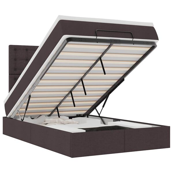 vidaXL Otomanski posteljni okvir z vzmetnico rjav 120x190 cm blago